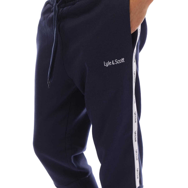 Navy - Side - Lyle & Scott Mens Tape Jogging Bottoms