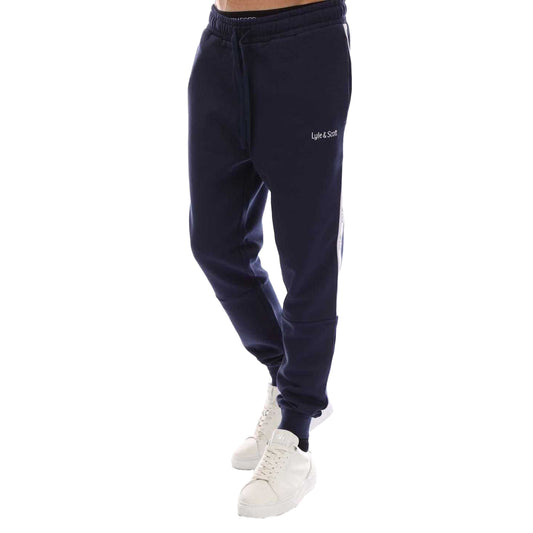 Navy - Front - Lyle & Scott Mens Tape Jogging Bottoms