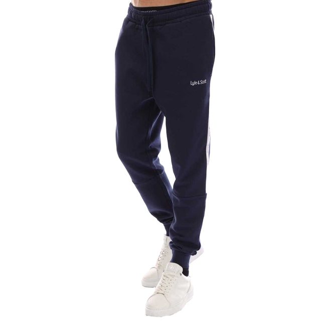 Navy - Front - Lyle & Scott Mens Tape Jogging Bottoms