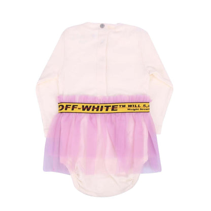 Off White-Pink - Back - Off White Baby Girls Logo Tulle Bodysuit