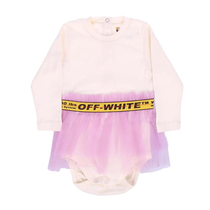 Off White-Pink - Front - Off White Baby Girls Logo Tulle Bodysuit