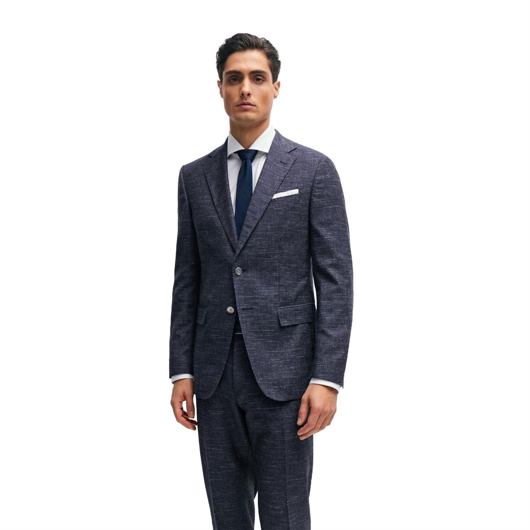 Dark Blue - Front - Boss Mens H-Hutson-233 Slim Blazer