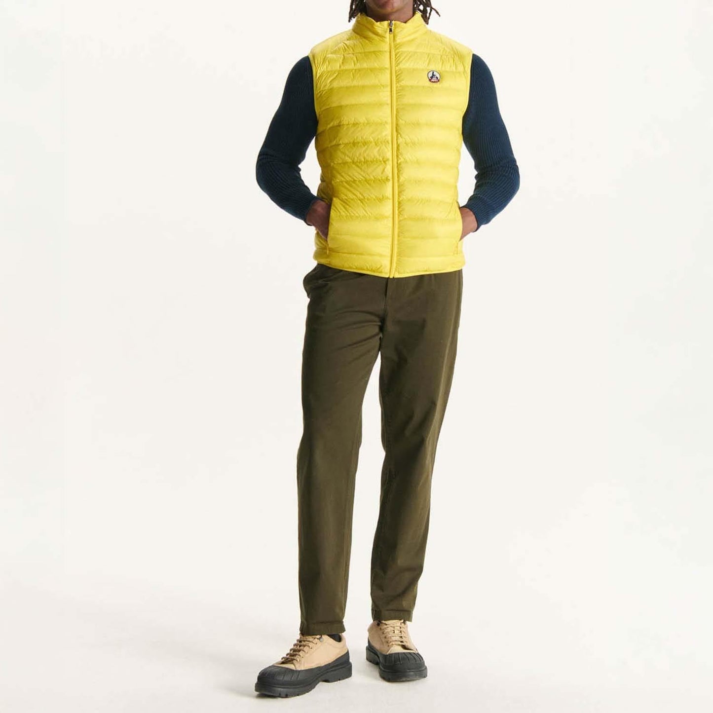 Yellow - Back - Jott Mens Tom Puffer Down Gilet
