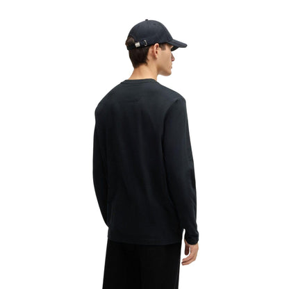 Black - Back - Boss Mens Togn Mirror Logo Long-Sleeved T-Shirt