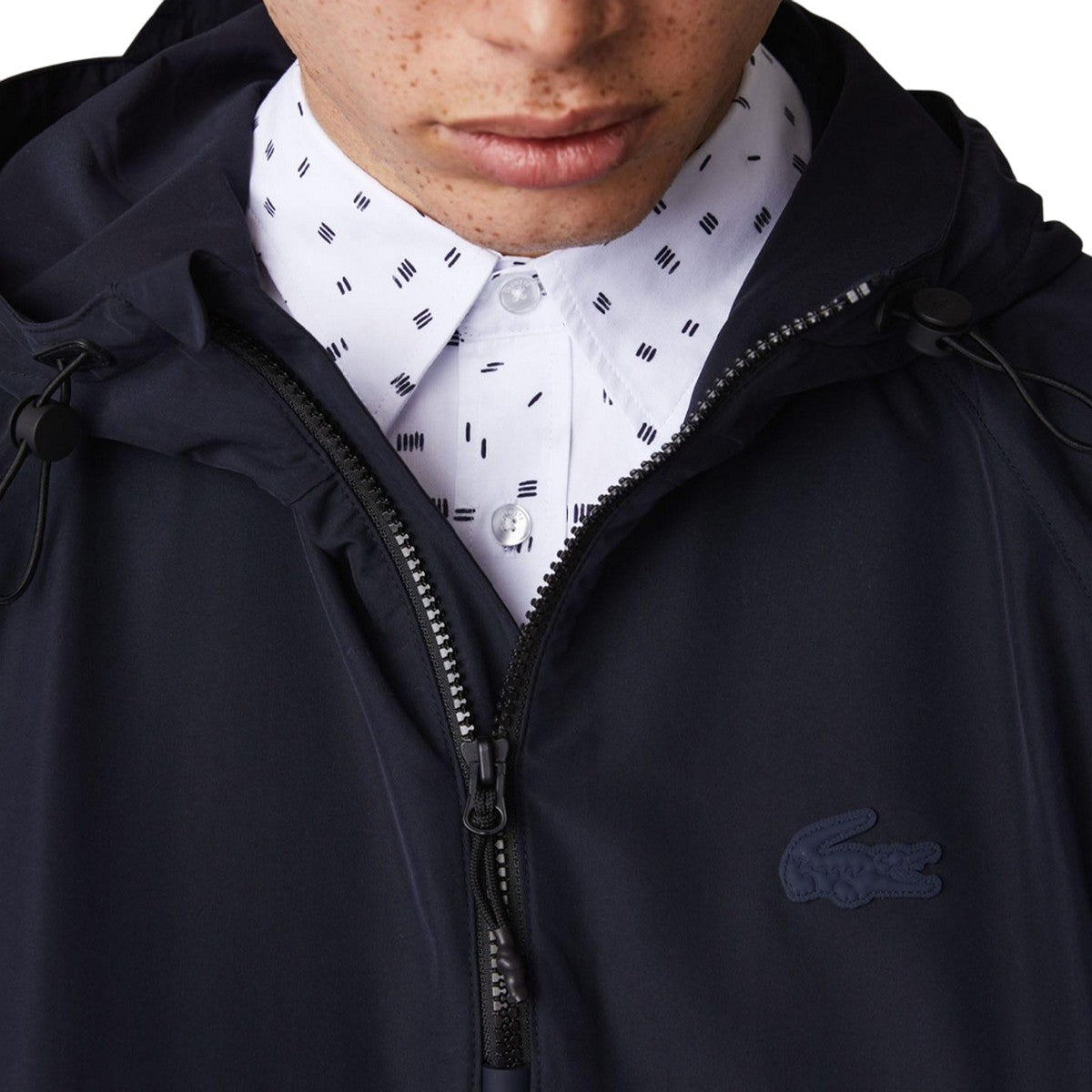 Navy - Lifestyle - Lacoste Mens Dual Material Pull Over Jacket