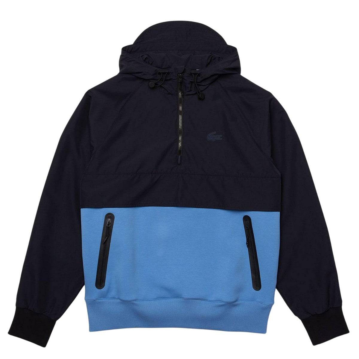 Navy - Front - Lacoste Mens Dual Material Pull Over Jacket