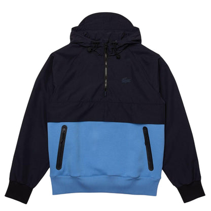 Navy - Front - Lacoste Mens Dual Material Pull Over Jacket