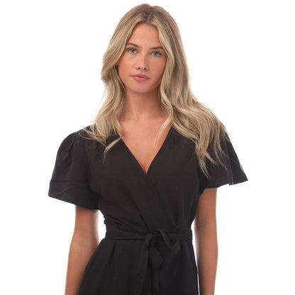 Black - Side - Superdry Womens-Ladies Vintage Wrap Mini Dress