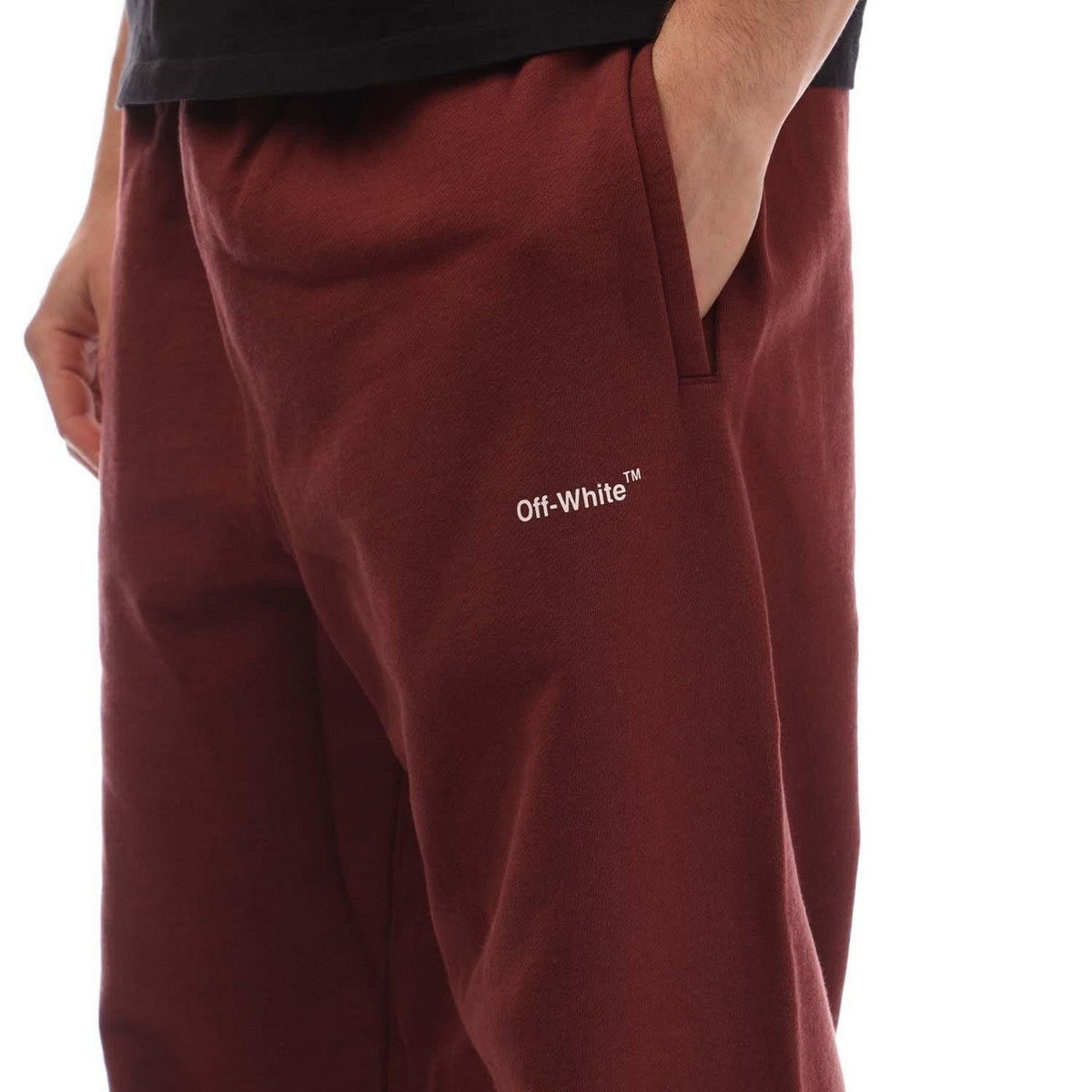 Red - Side - Off White Mens Arrow Logo Slim Sweatpants