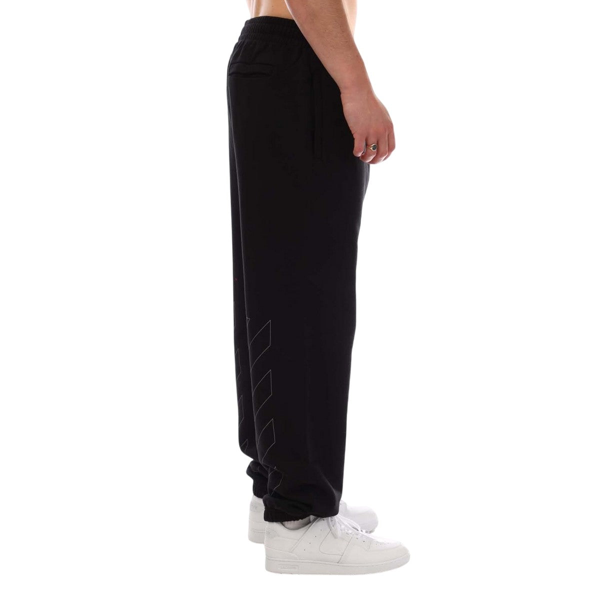 Black - Side - Off White Mens Diagonal Slim Sweatpants