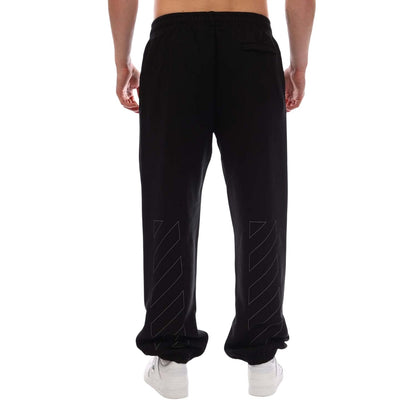 Black - Back - Off White Mens Diagonal Slim Sweatpants