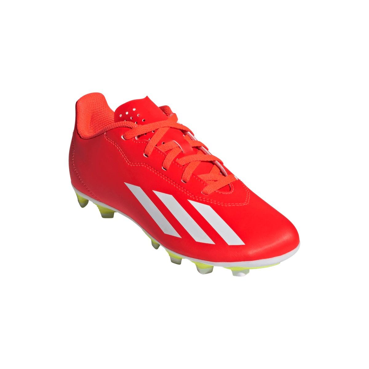 Red - Front - Adidas Childrens-Kids X Crazyfast Club Flexible Ground Football Boots