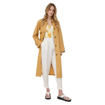 Yellow - Pack Shot - Boss Womens-Ladies Cadomi Vegan Leather Trench Coat
