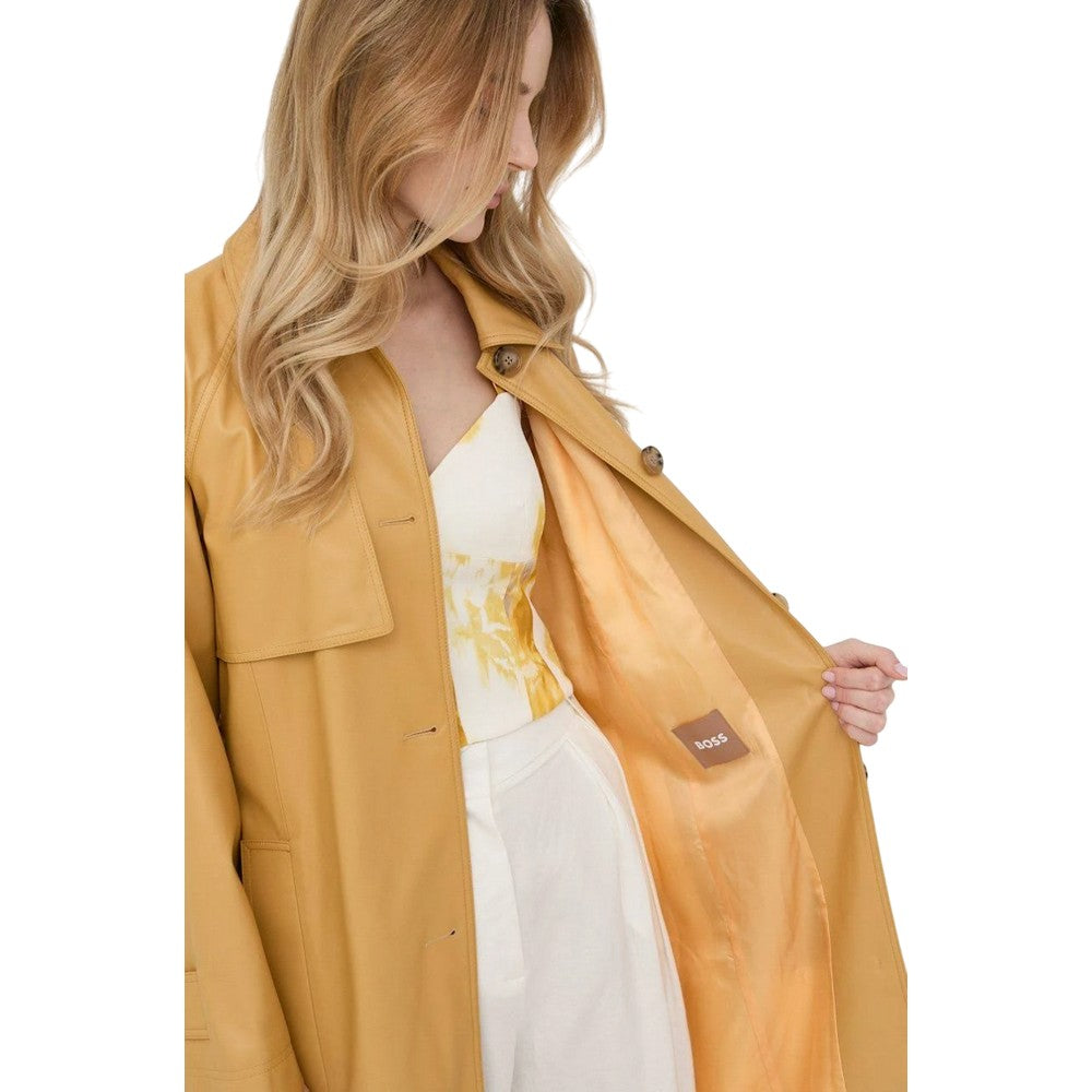 Yellow - Lifestyle - Boss Womens-Ladies Cadomi Vegan Leather Trench Coat