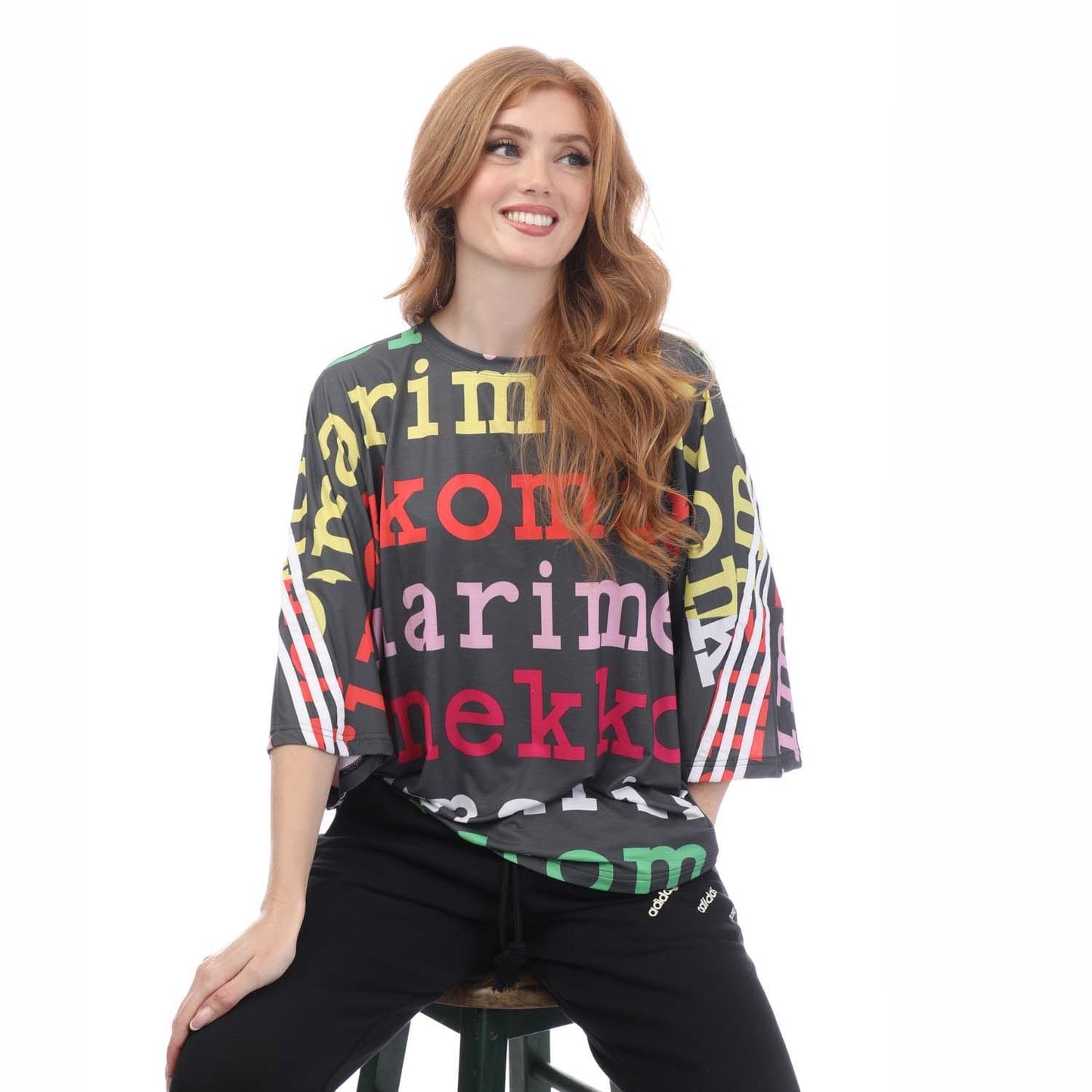 Black - Lifestyle - Adidas Womens-Ladies Marimekko Plus T-Shirt