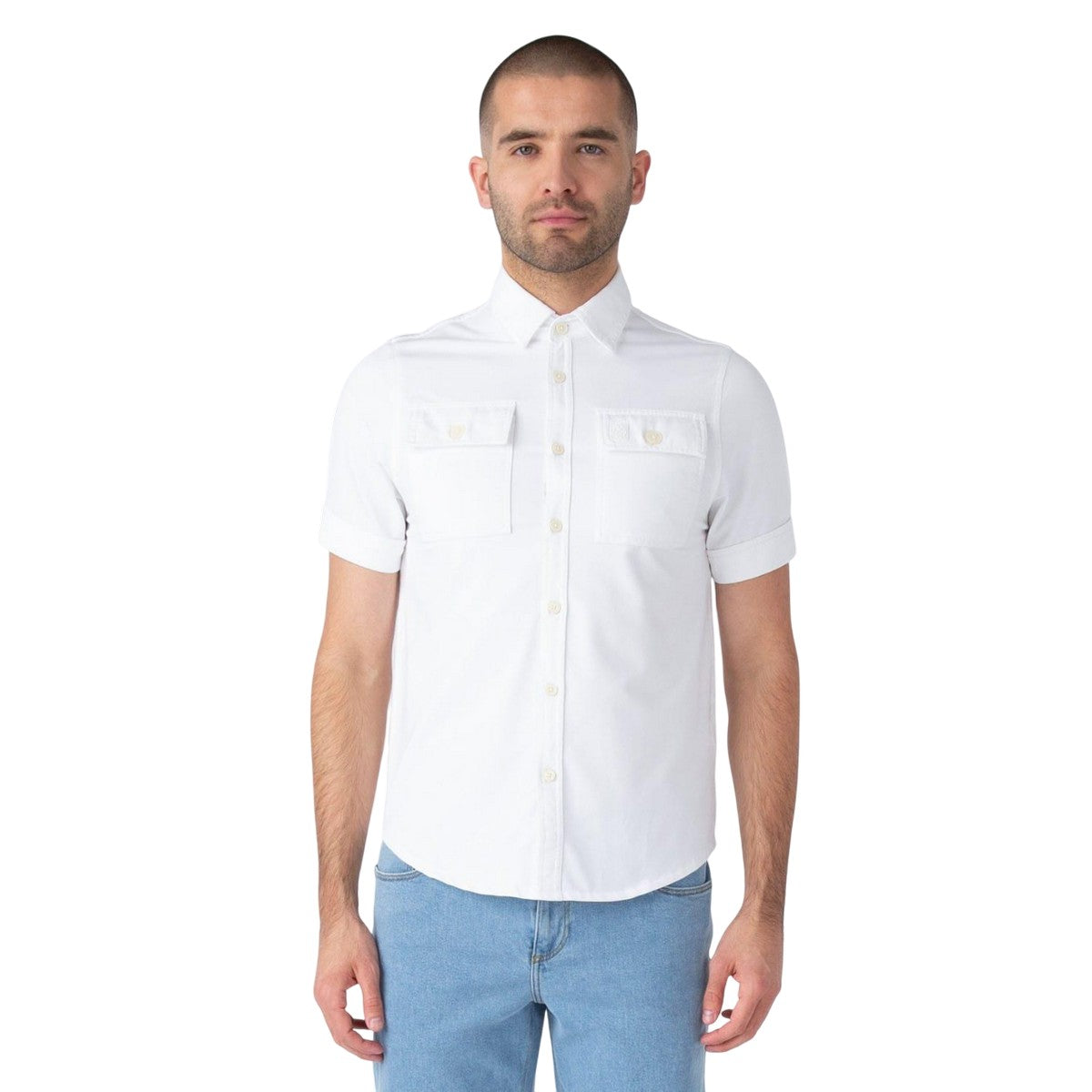 White - Front - Luke 1977 Mens Mr Social Utility Pocket Shirt
