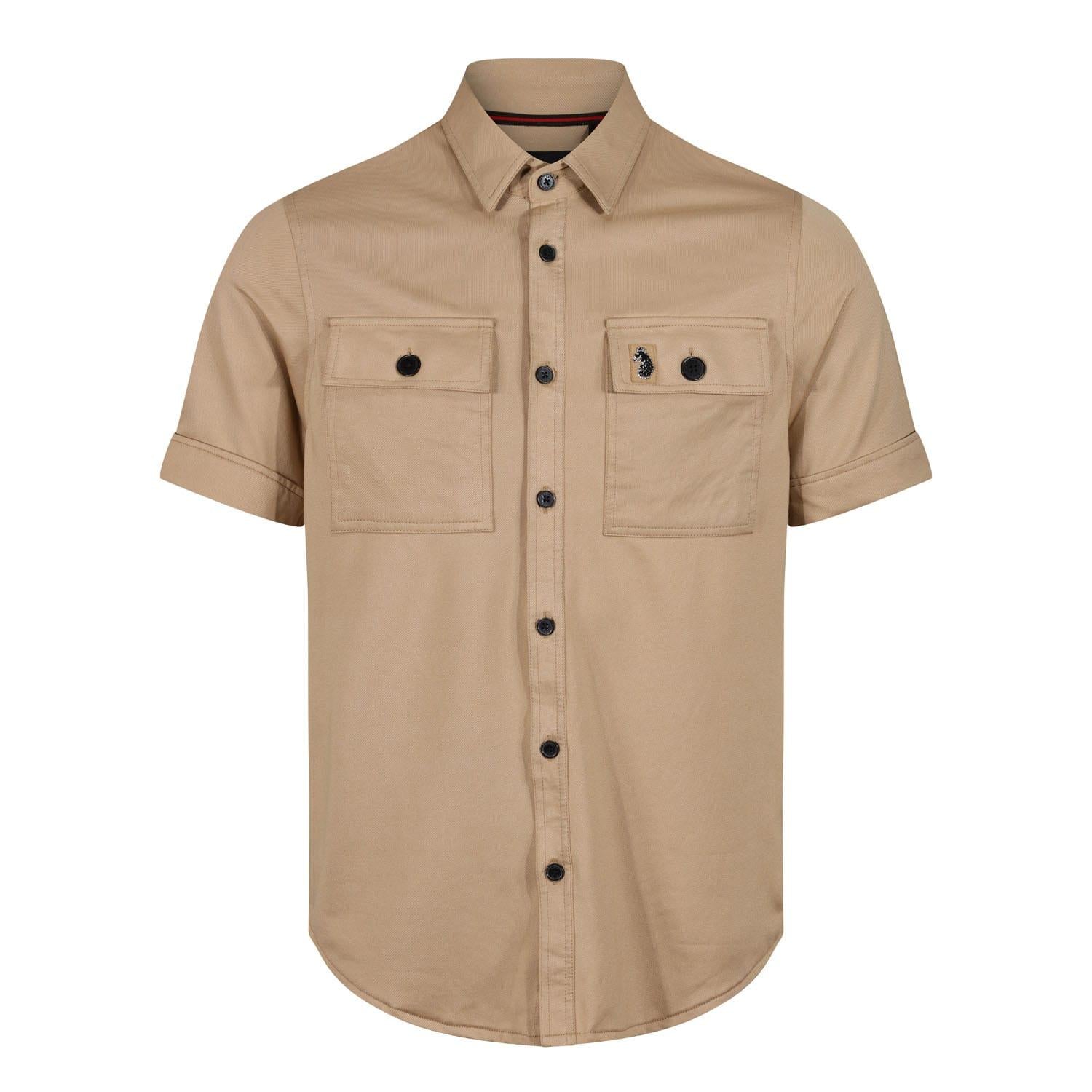 Beige - Front - Luke 1977 Mens Mr Social Utility Pocket Shirt