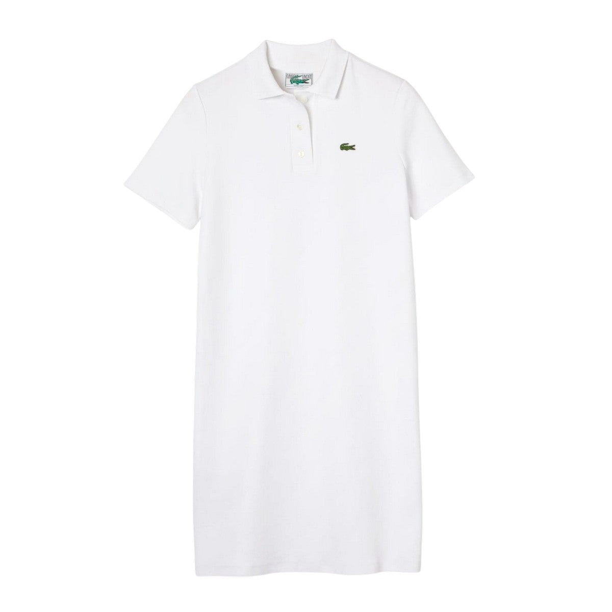 White - Front - Lacoste Womens-Ladies Pique Bell Sleeve Polo Shirt Dress