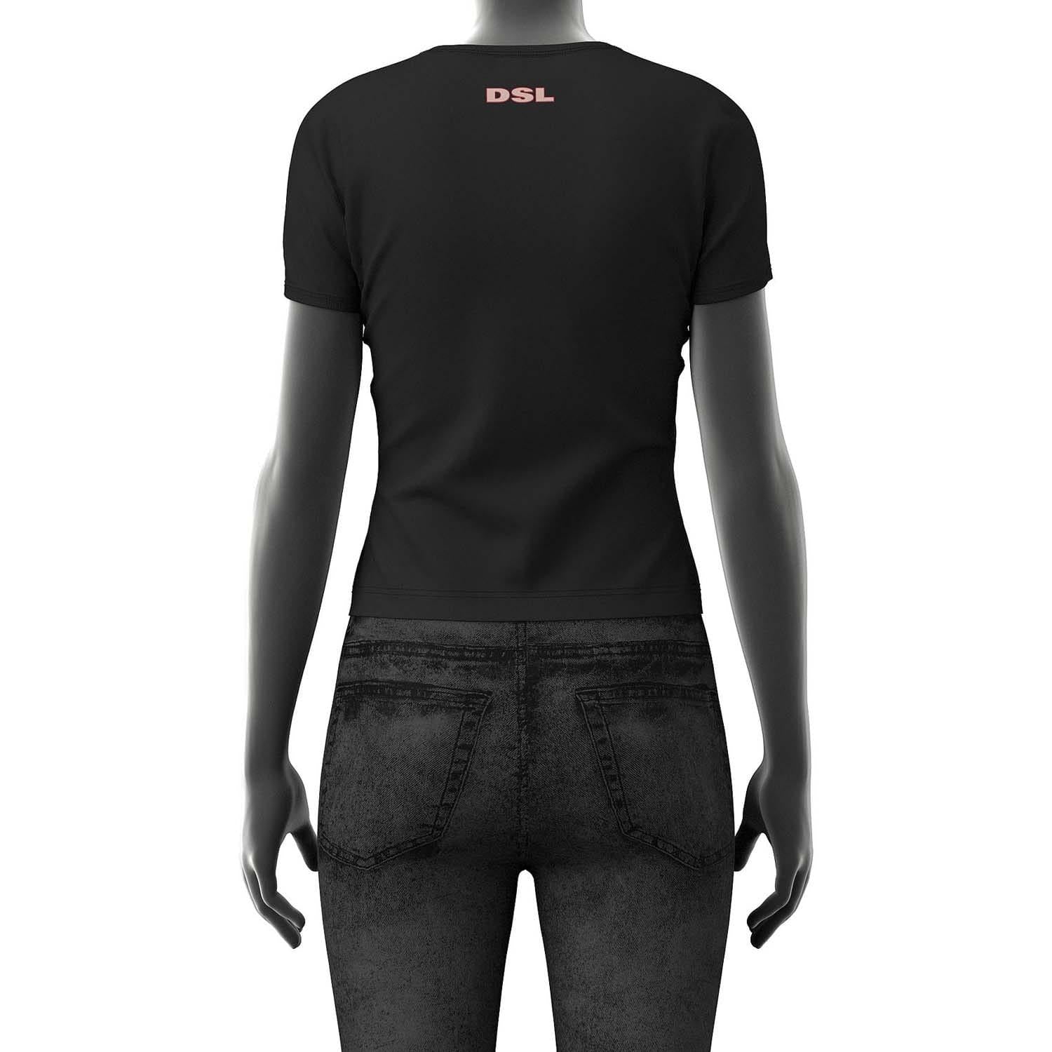 Black - Back - Diesel Womens-Ladies T-Uncutie-Long-N16 T-Shirt