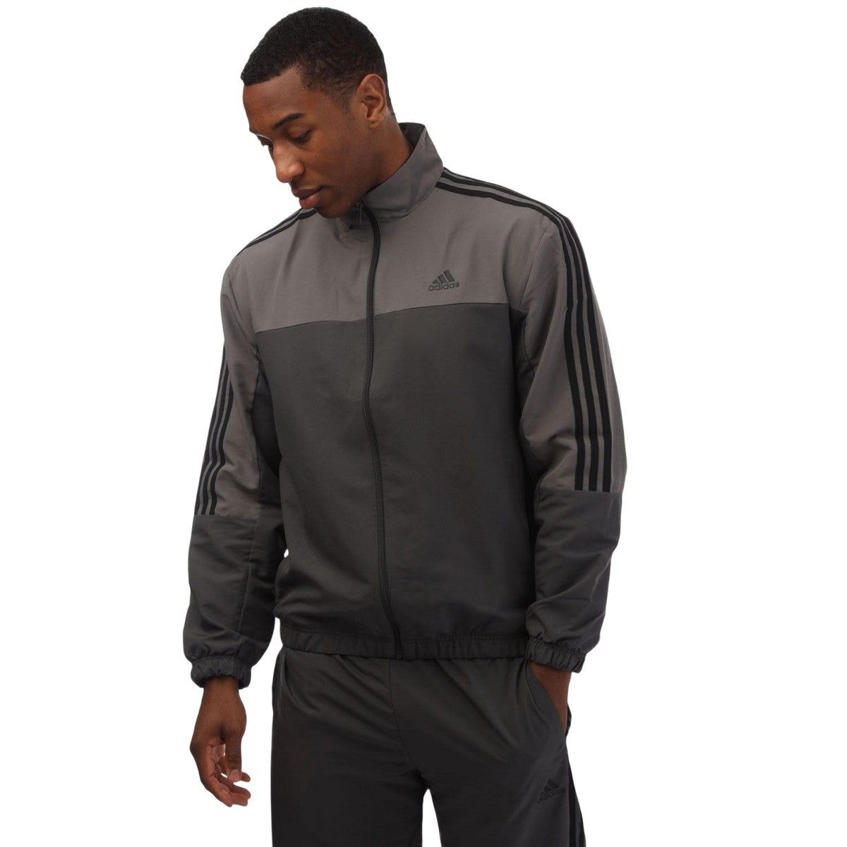 Grey - Side - Adidas Mens Colour Block Woven Tracksuit