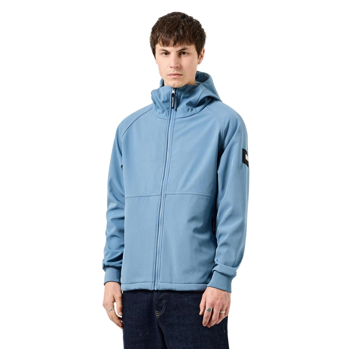 Blue - Close up - Weekend Offender Mens Stipe Soft Shell Jacket
