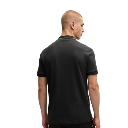 Black - Back - Boss Mens Paddy Tape Jacquard Polo Shirt