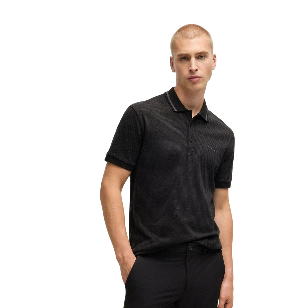 Black - Lifestyle - Boss Mens Paddy Tape Jacquard Polo Shirt
