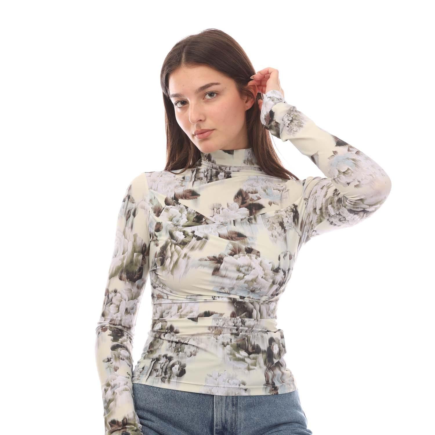 Grey-Off White - Lifestyle - Off White Womens-Ladies Chine Sec Skin Twist Long-Sleeved Top