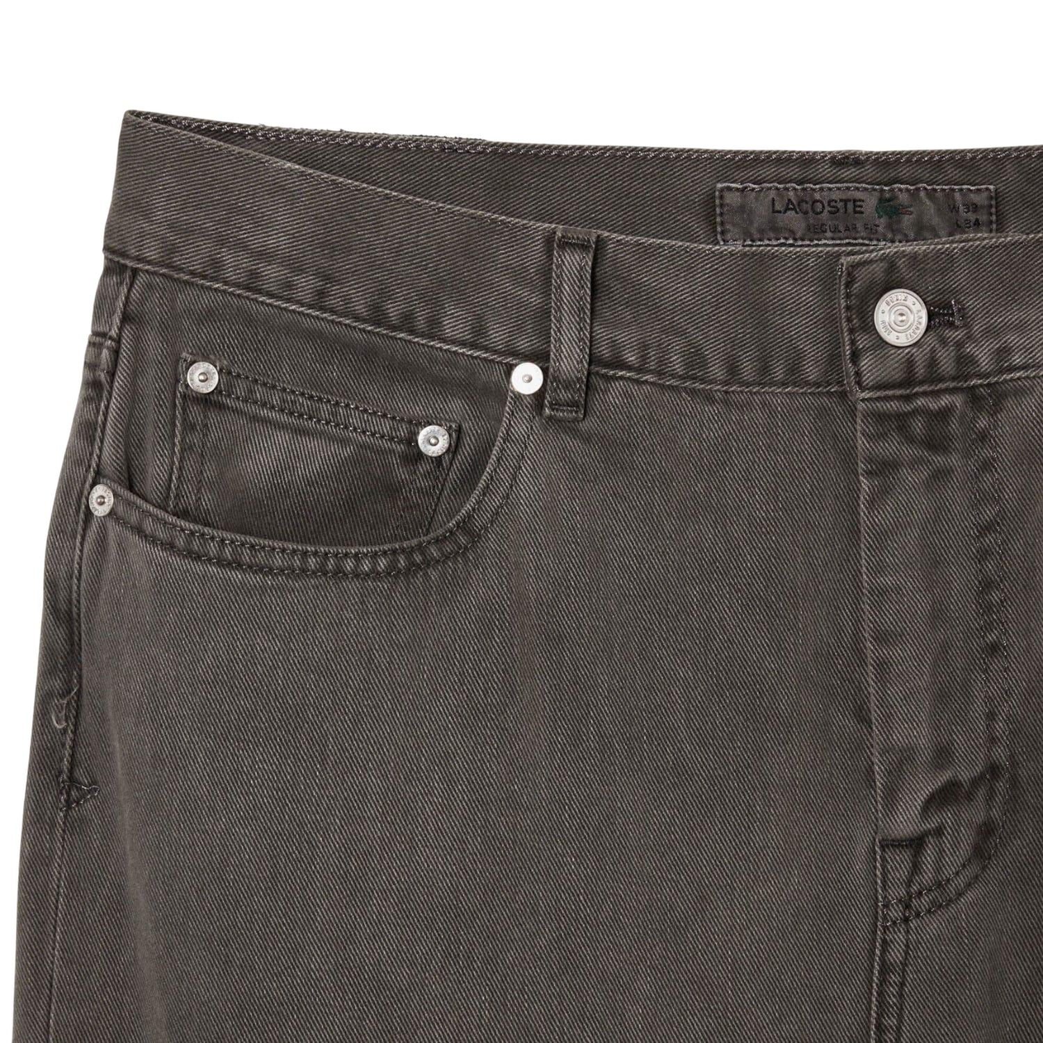 Grey - Back - Lacoste Mens Cotton Natural Dyed Regular Jeans