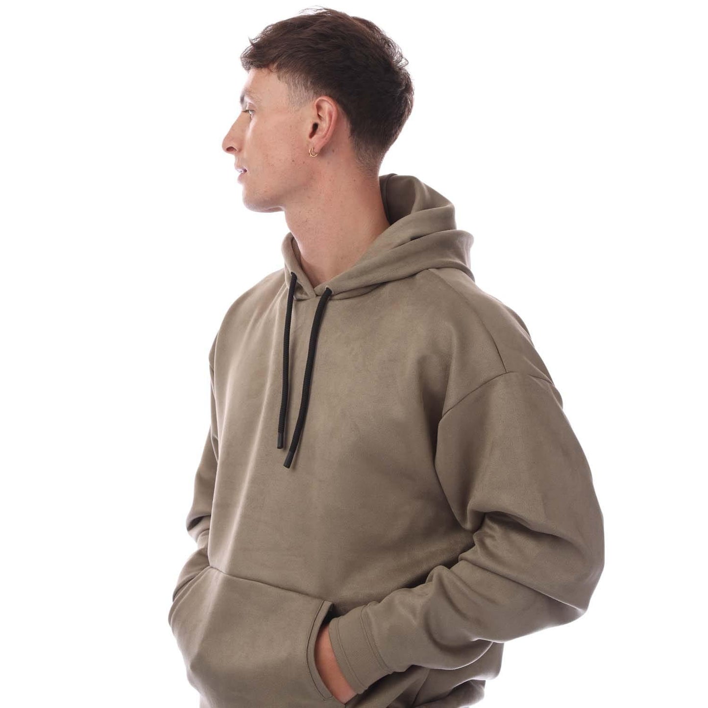 Green - Side - Hugo Boss Mens Sly Suede Hoodie