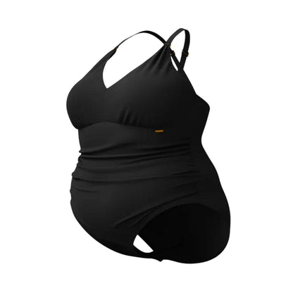 Black - Lifestyle - Speedo Womens-Ladies Shaped V Neck One Piece Swimsuit