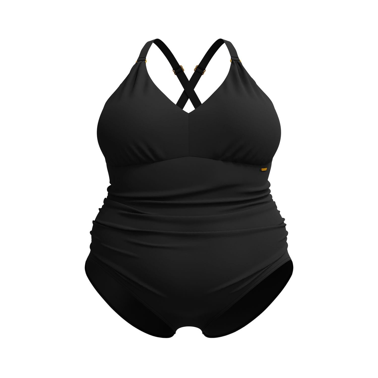 Black - Front - Speedo Womens-Ladies Shaped V Neck One Piece Swimsuit