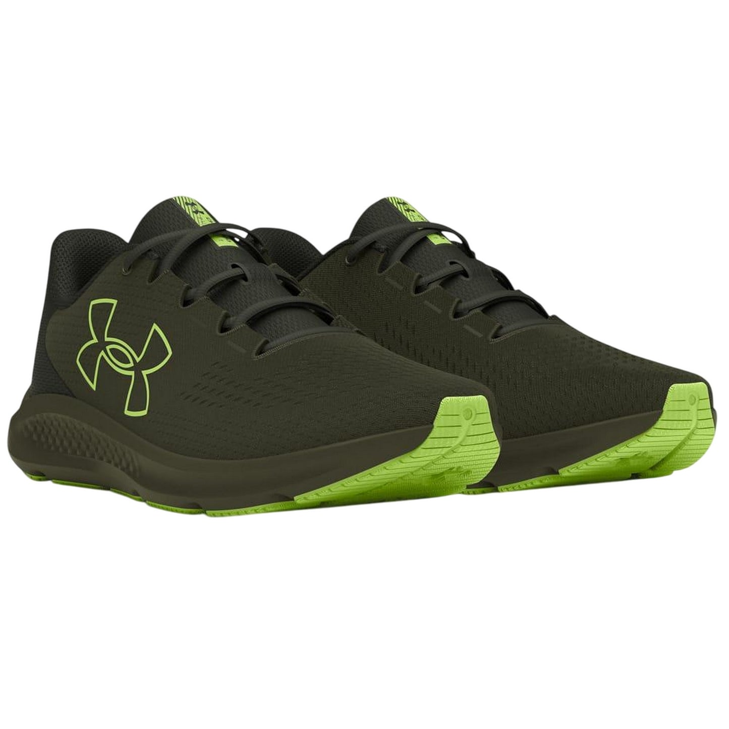 Green - Front - Under Armour Mens Charged Pursuit 3 Trainers