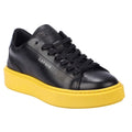 Black-Yellow - Front - Lavair Mens Luna Logo Leather Trainers