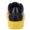 Black-Yellow - Back - Lavair Mens Luna Logo Leather Trainers