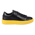 Black-Yellow - Side - Lavair Mens Luna Logo Leather Trainers