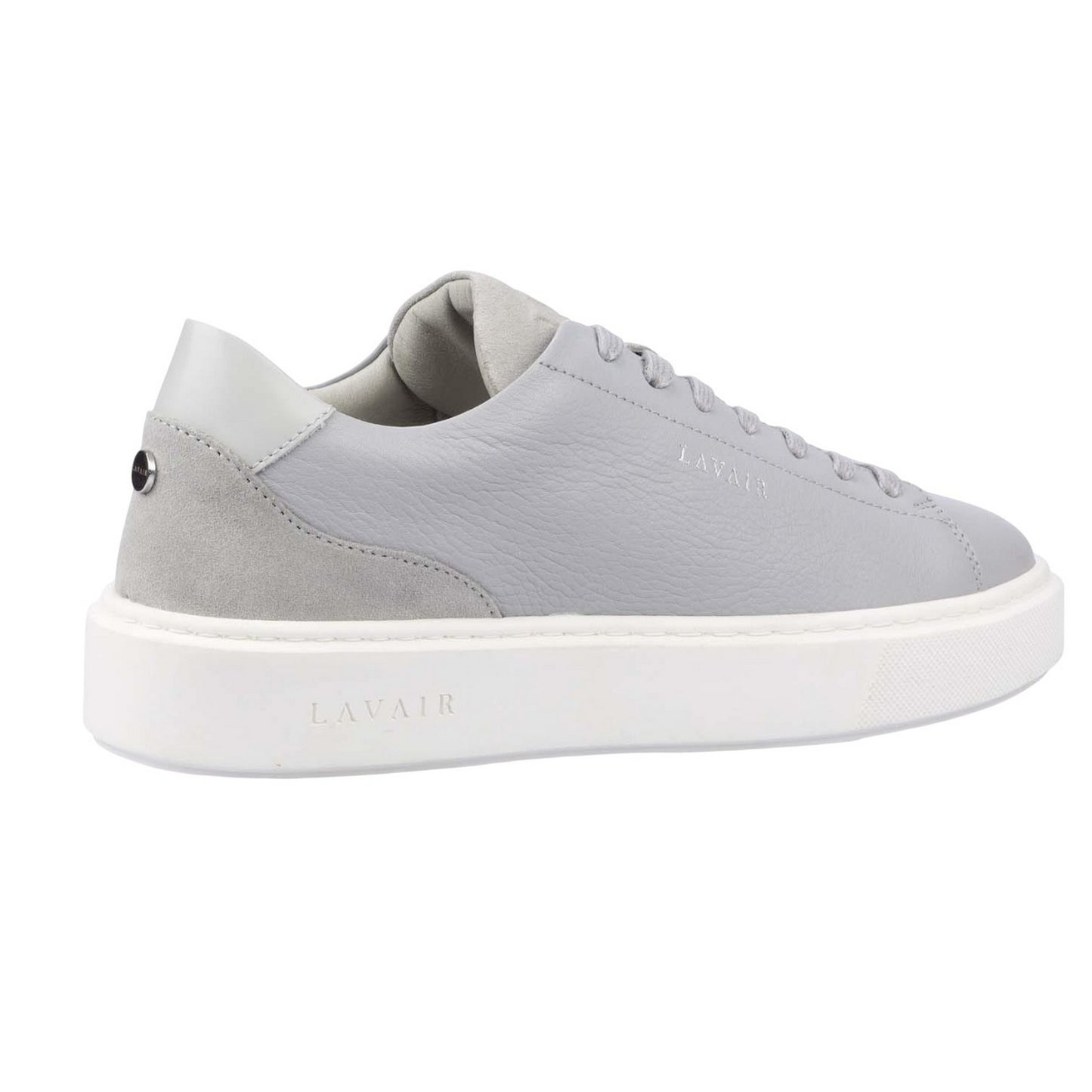 Grey - Side - Lavair Mens Luna Logo Leather Trainers