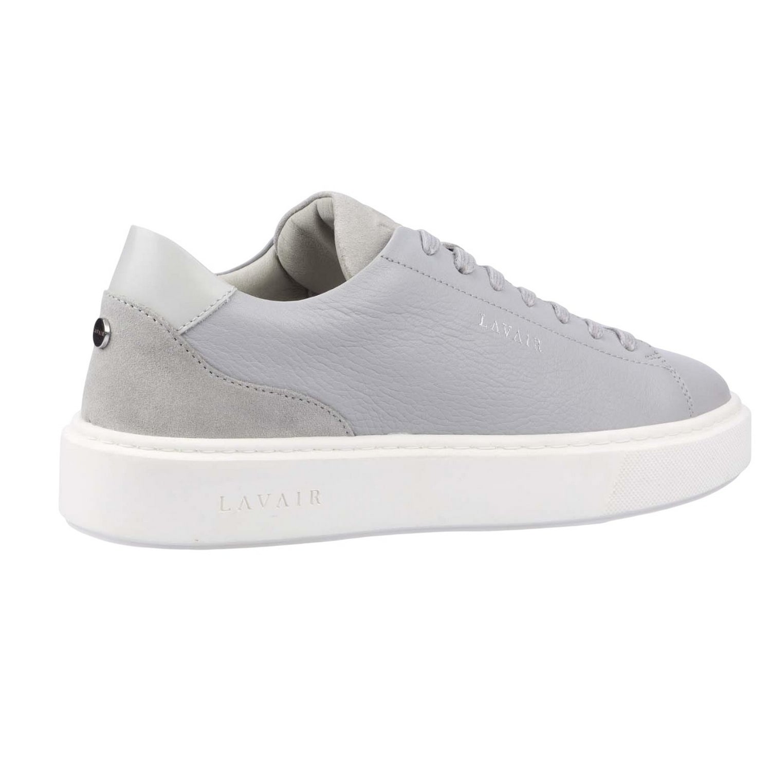 Grey - Side - Lavair Mens Luna Logo Leather Trainers