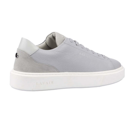 Grey - Side - Lavair Mens Luna Logo Leather Trainers