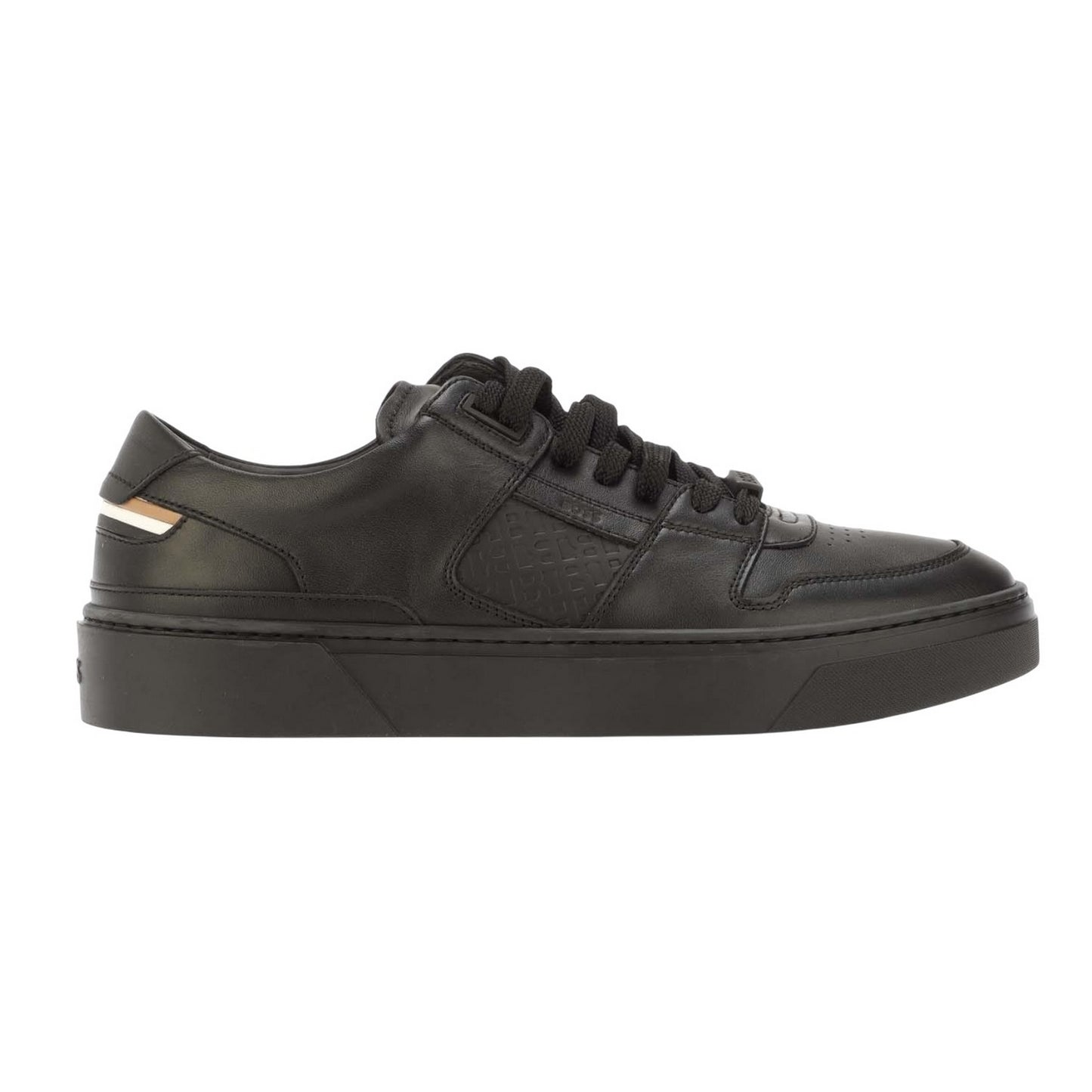 Black - Side - Boss Mens Gary Leather Tennis Shoes