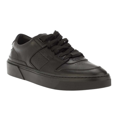 Black - Front - Boss Mens Gary Leather Tennis Shoes