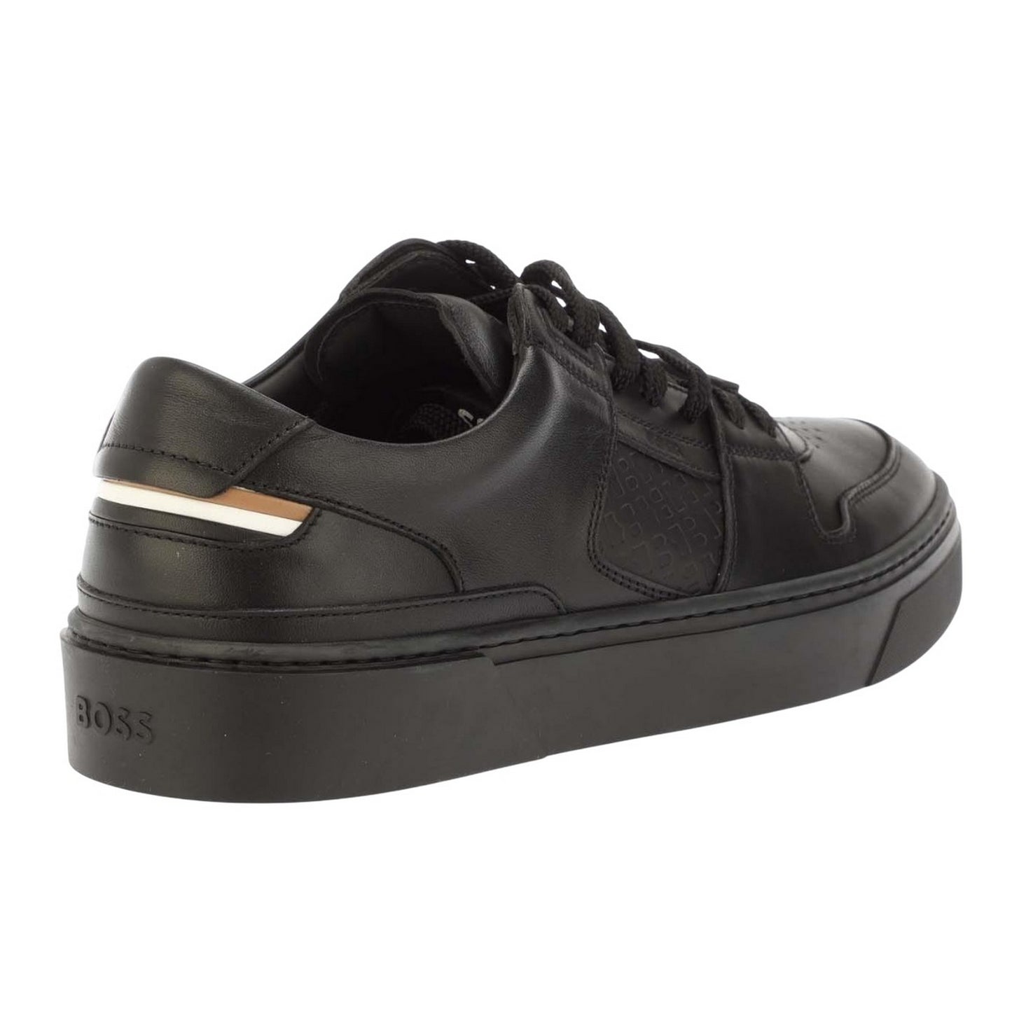 Black - Back - Boss Mens Gary Leather Tennis Shoes