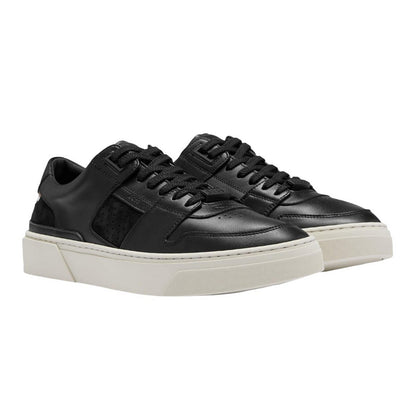 Black-White - Front - Boss Mens Gary Leather Tennis Shoes