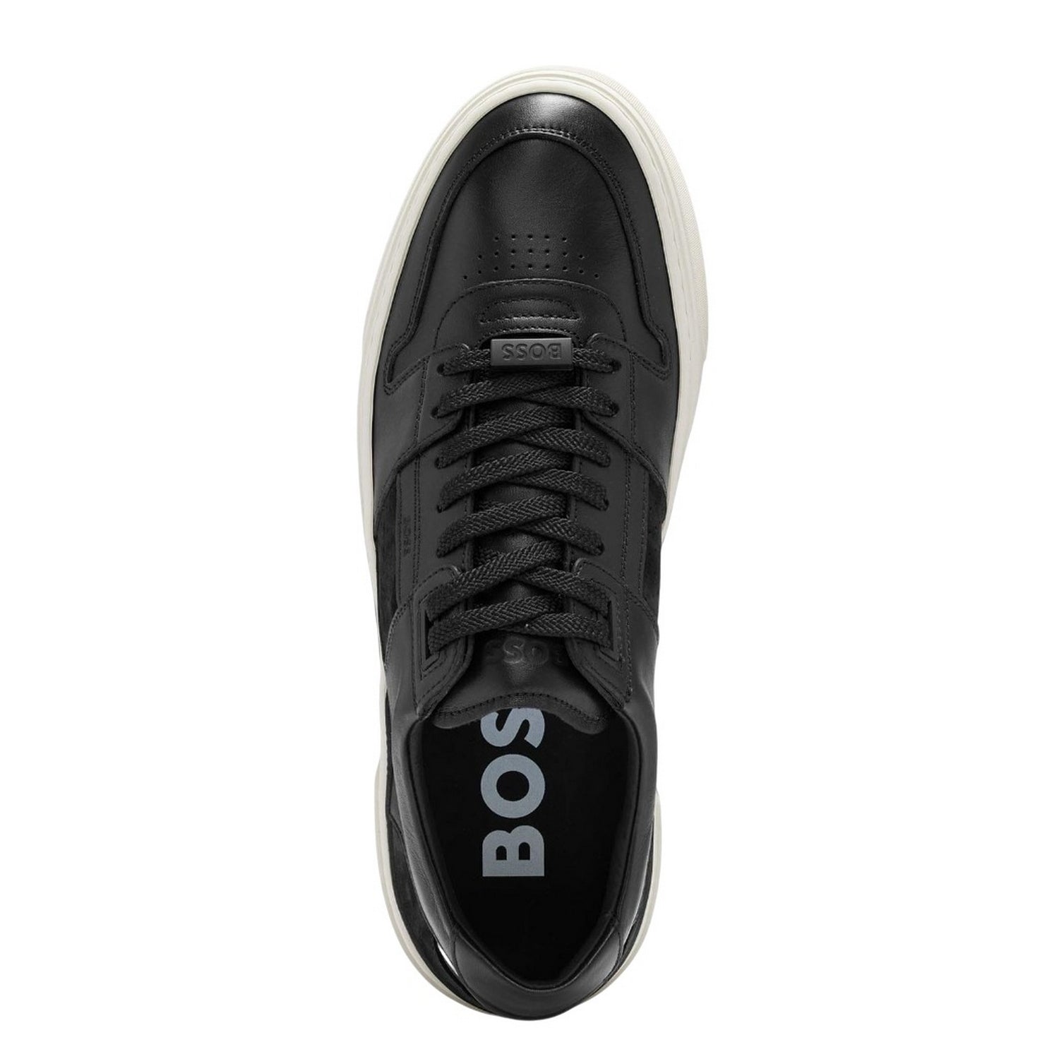 Black-White - Lifestyle - Boss Mens Gary Leather Tennis Shoes