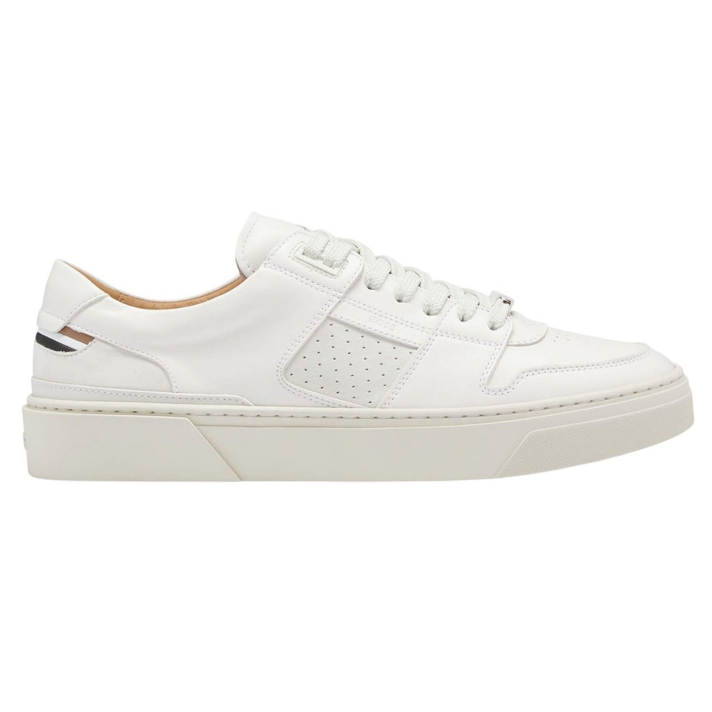 White - Side - Boss Mens Gary Leather Tennis Shoes