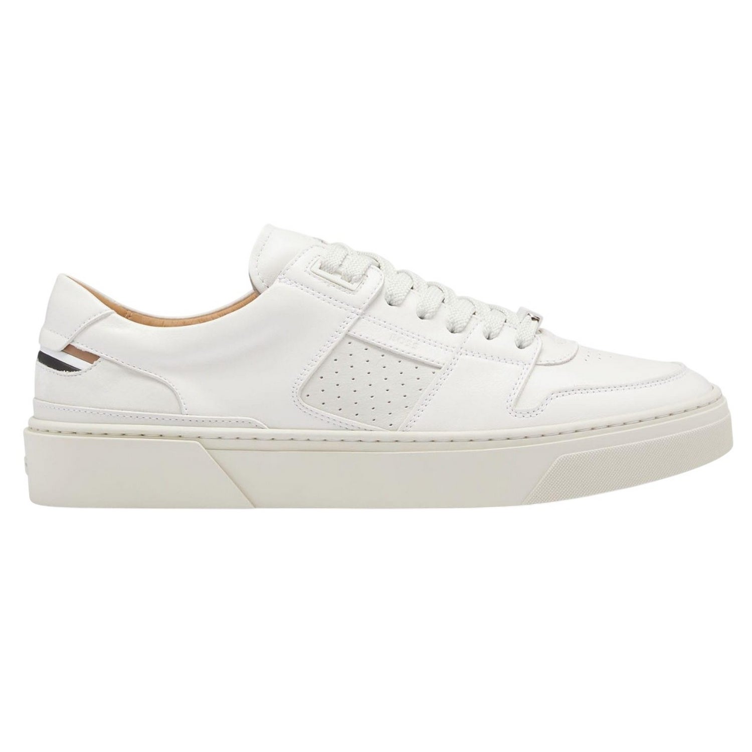 White - Side - Boss Mens Gary Leather Tennis Shoes