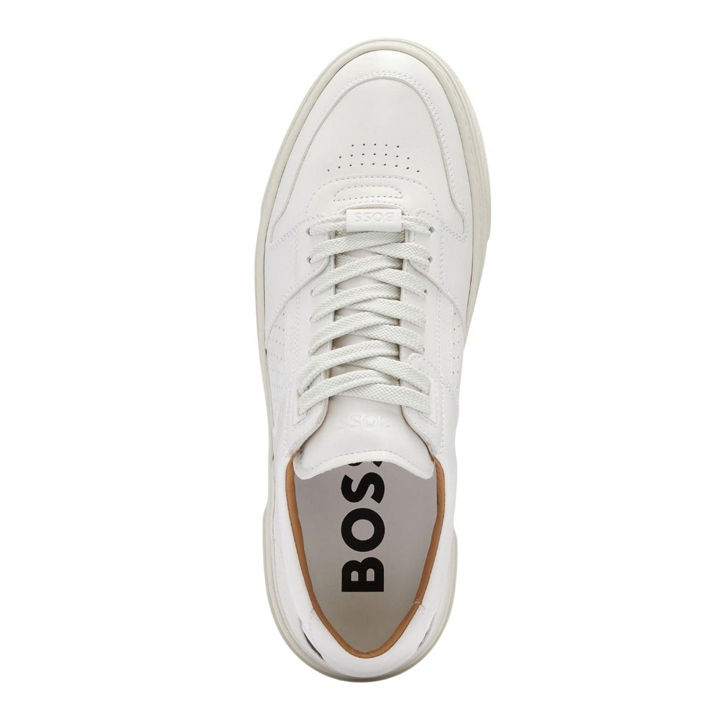White - Lifestyle - Boss Mens Gary Leather Tennis Shoes
