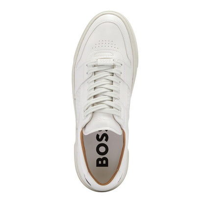 White - Lifestyle - Boss Mens Gary Leather Tennis Shoes