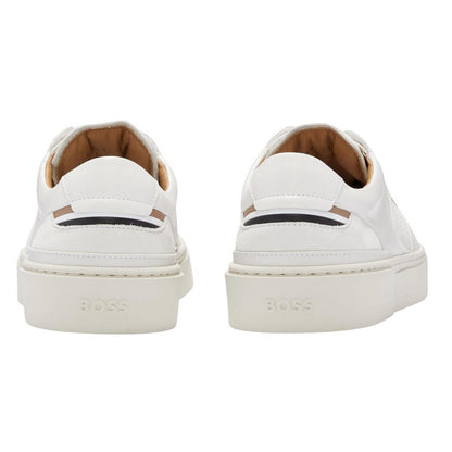 White - Back - Boss Mens Gary Leather Tennis Shoes