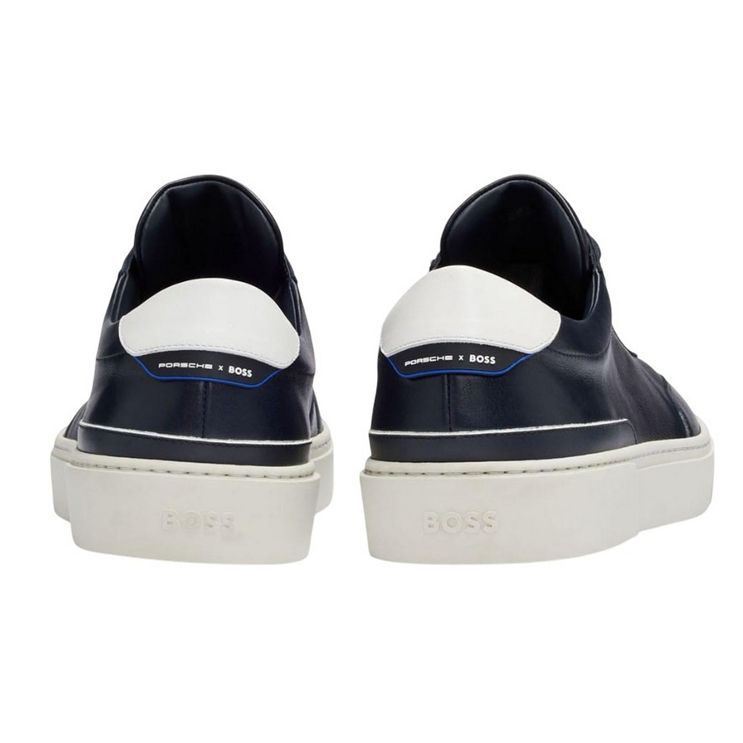 Dark Blue - Back - Boss Mens Gary Leather Tennis Shoes